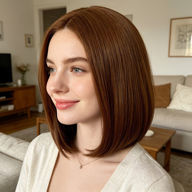 Wig Fiber Net - Короткий парик-боб с воздушной челкой, светло-коричневый,